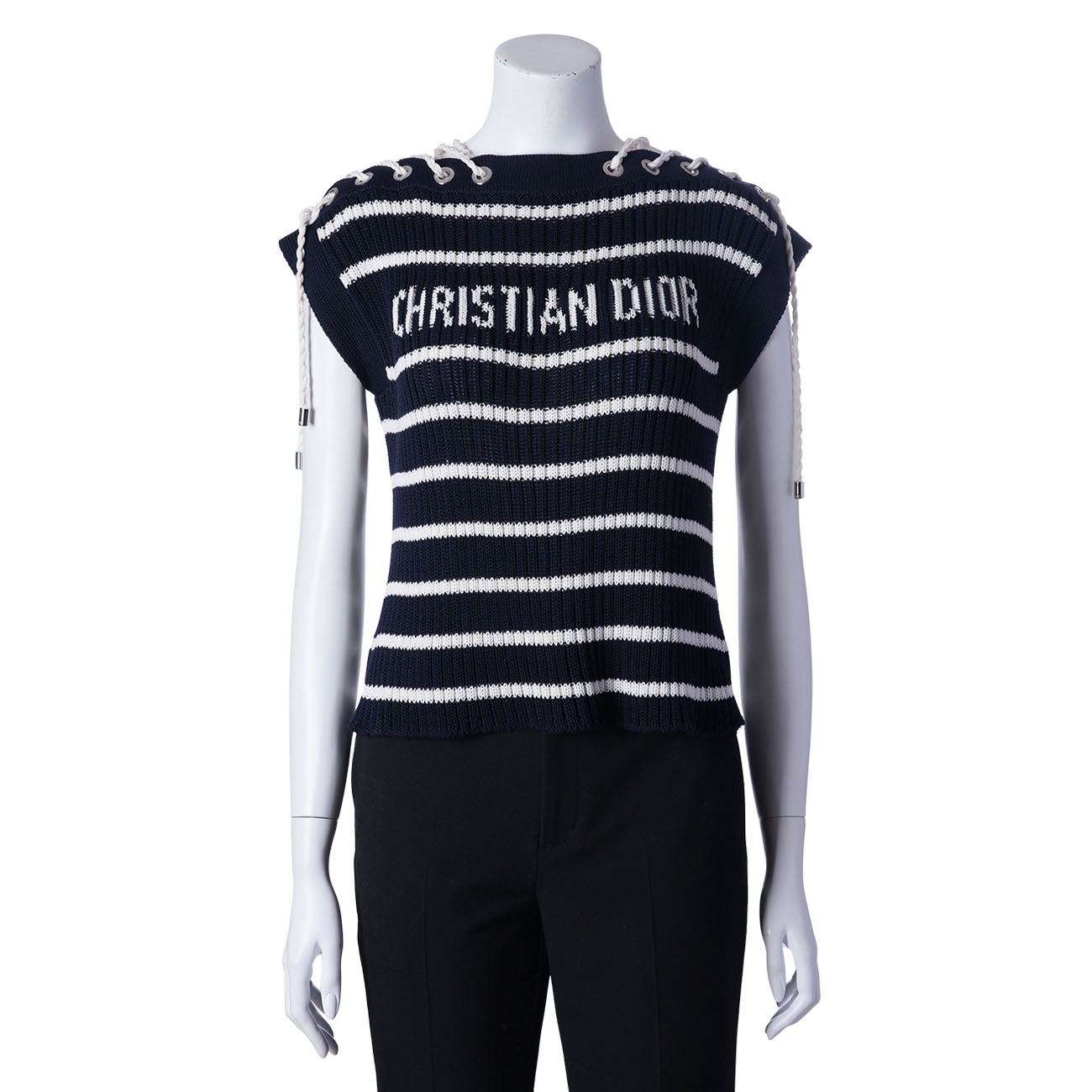 CHRISTIAN DIOR(USED)디올 리비에라 레이스업 캡 슬리브 스웨터 #34